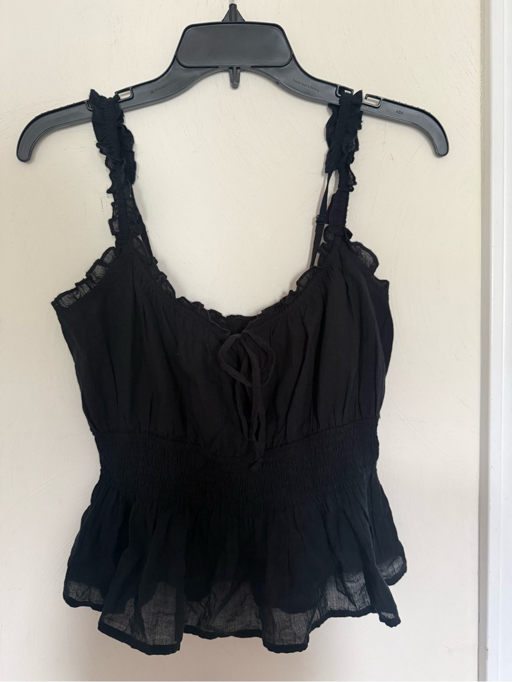 Black Ruffled Spaghetti Strap Women's Top NOWT